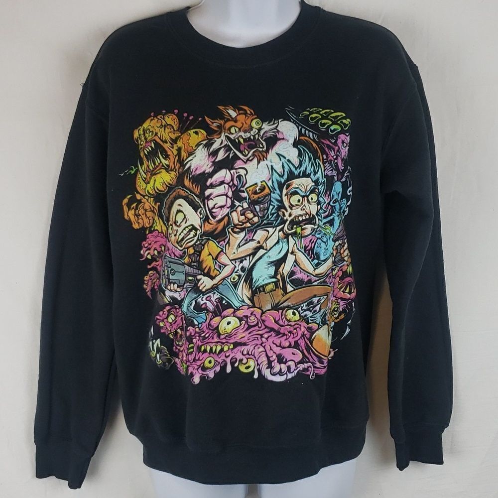 Ricky & Morty Graphic Print Women's Small Black Sweatshirt